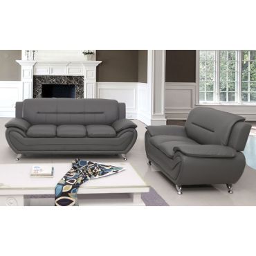 Deliah Grey Leather Modern Sofa