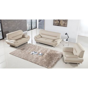 Denzel Beige Leather Sofa Set