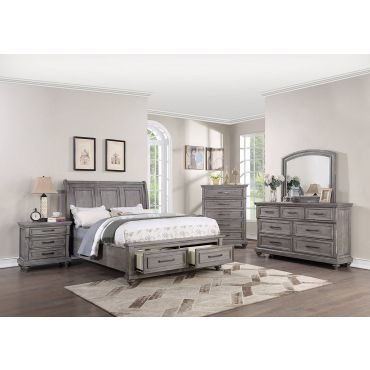 Derby Rustic Grey Sleigh Bed With Storage