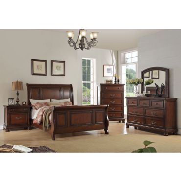 Derby Walnut Finish Sleigh Bed Collection