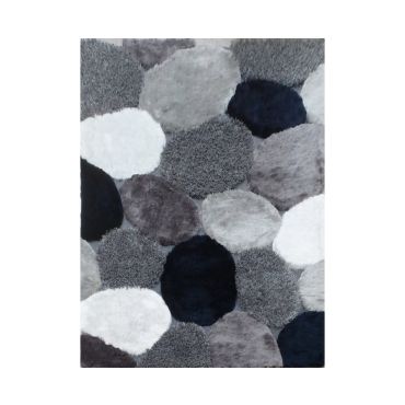 Modern Grey Navy Shag Rug Design 25