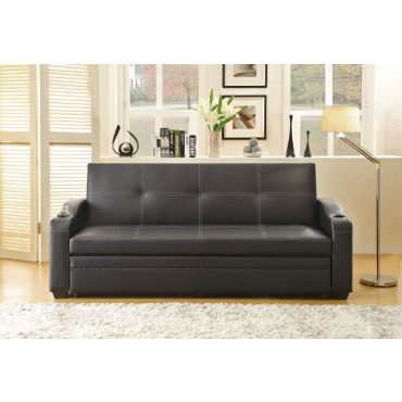 Detroit Black Leather Sofa Sleeper