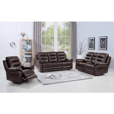 Disson Espresso Leather Recliner Sofa Set