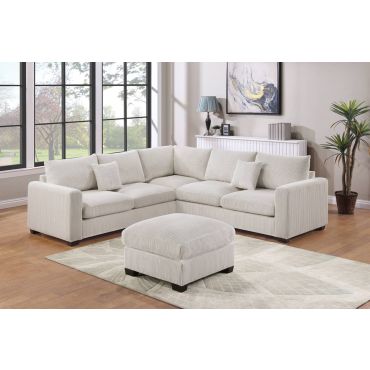 Donovan Ivory Corduroy Sectional Set