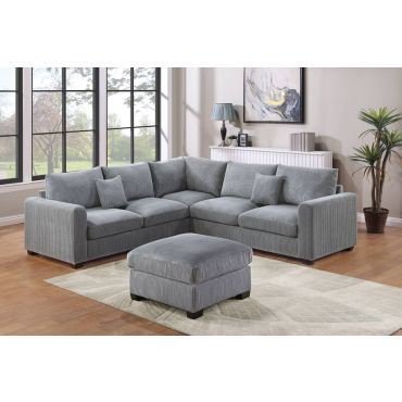 Donovan Grey Corduroy Sectional Set