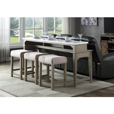 Dwein Marble Top Pub Table Set