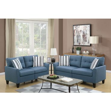 Egerton Blue Linen 2-Piece Sofa Set