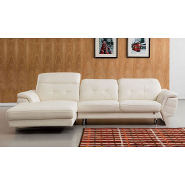 EK-085 White Leather Modern Sectional