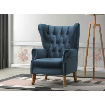 Elise Azure Blue Velvet Accent Chair