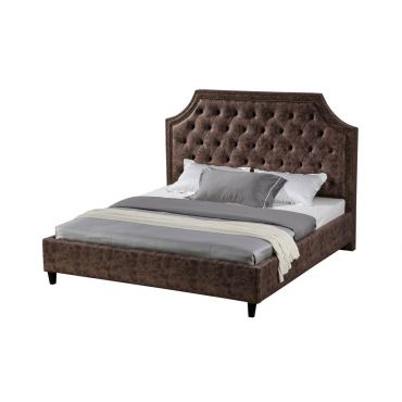 Elizabeth Brown Tufted Leather Bed