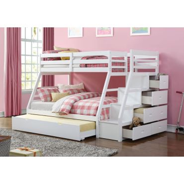 Elling White Bunkbed With Storage Stairs