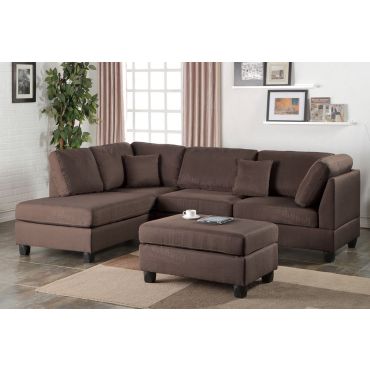 Emilia Chocolate Linen Sectional Set,Emilia Sectional Opposite Side