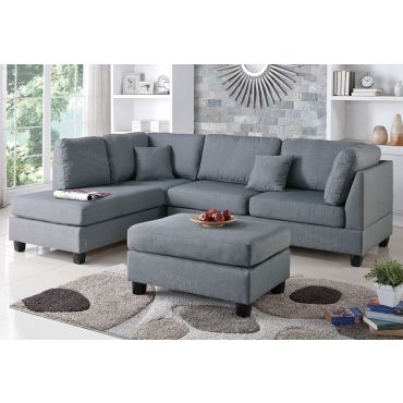 Emilia Grey Linen Sectional Sofa Set