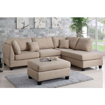Emilia Beige Sectional With Ottoman,Emilia Beige Sectional Opposite Side