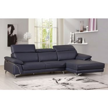 Emiliano Genuine Italian Leather Sectional Navy Blue