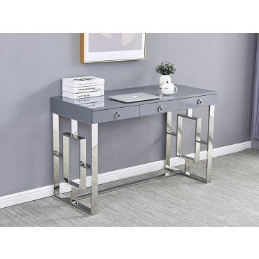 Enigma Grey Office Desk Chrome Base