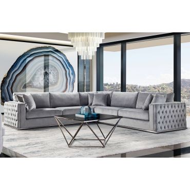 Nabila Platinum Velvet Sectional