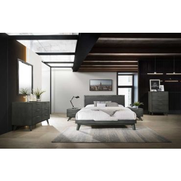 Erminio Platform Bed Rustic Grey Finish