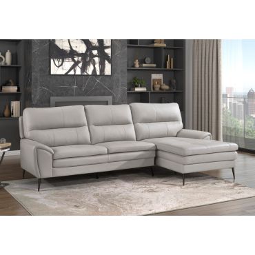 Essex Grey Top Grain Leather Sectional