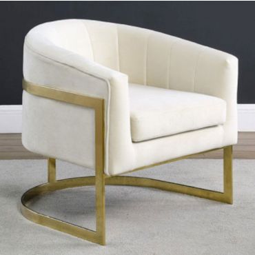 Estevao Beige Velvet Accent Chair