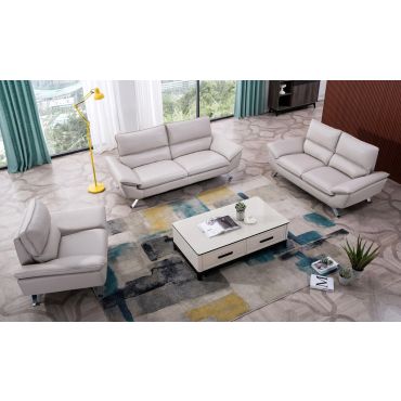 Everett Grey Leather Modern Sofa