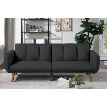 Evin Black Linen Sofa Futon