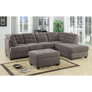 Salma Grey Suede Sectional Sofa