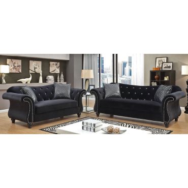 Faris Crystal Tufted Fabric Sofa