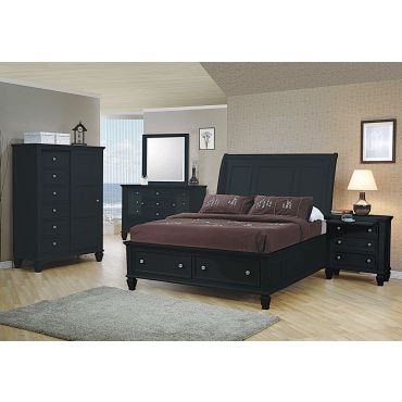 Fawn Black Finish Storage Bed