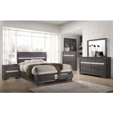 Filipo Rustic Grey Finish Storage Bed