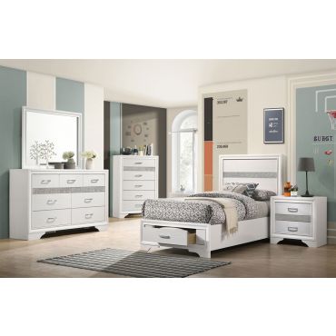 Filipo Storage Youth Bed White Finish