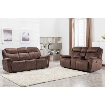 Flatbush Brown Velvet Recliner Sofa Set