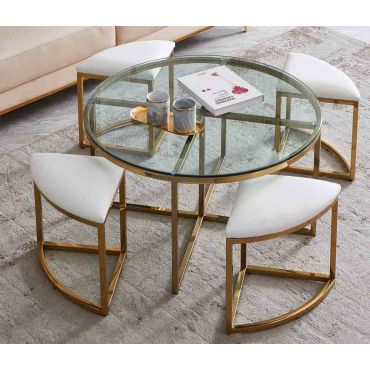 Flori Coffee Table With Four Stools