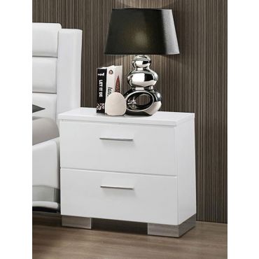 Floren White Lacquer Finish Night Stand