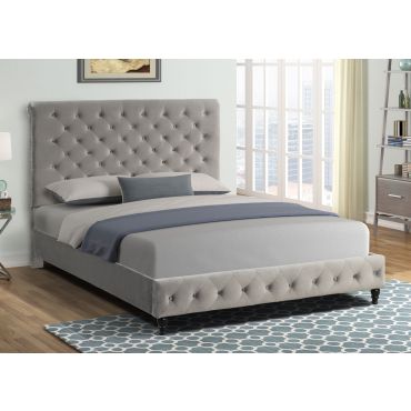 Frankfurt Bed Grey Tufted Velvet