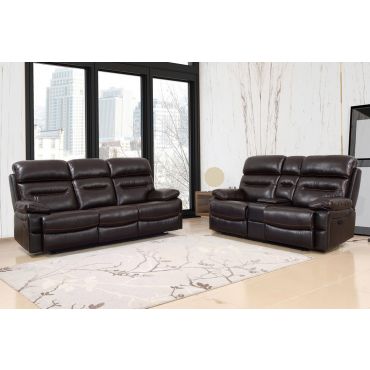 Fullerton Brown Leather Recliner Sofa