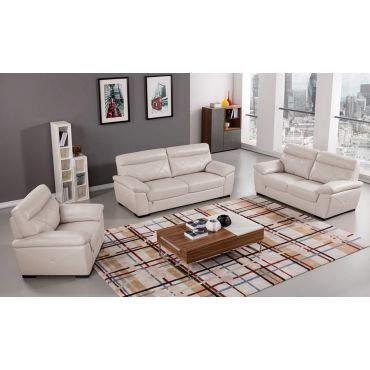 Galore Light Grey Italian Leather Sofa Set