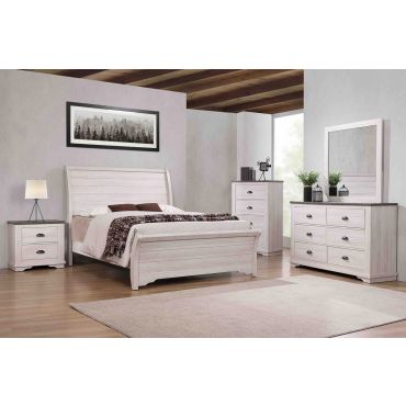 Geneva Chalk Finish Sleigh Bedroom Set