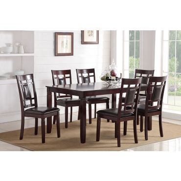 Gerica Brown Finish 7-Piece Dining Table Set