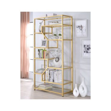 Giana Modern Glass Shelves Bookcase