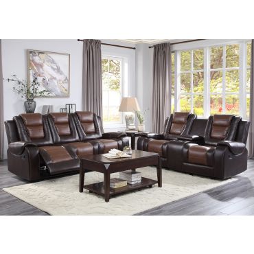 Gibson Brown Leather Recliner Sofa Set