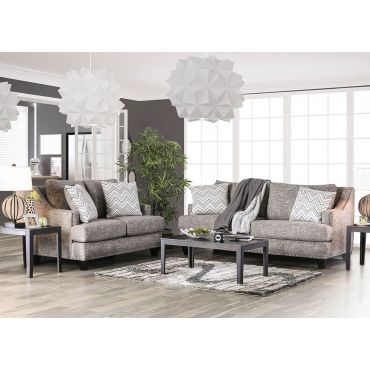 Ginevra Living Room Gray Linen