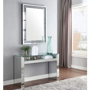 Greenberry Glass Top Mirrored Console