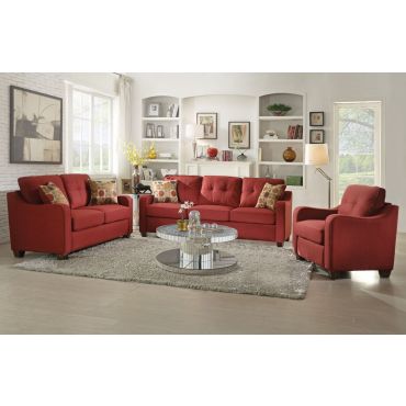 Gregory Red Linen Living Room Collection