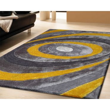 Grey Yellow Living Shag Area Rug 105