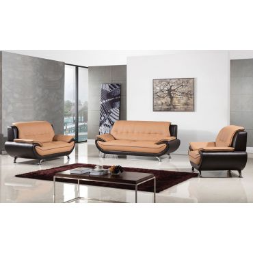 Griffen Camel Brown Leather Sofa Set