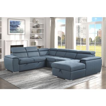 Griswold Blue Sectional With Sleeper