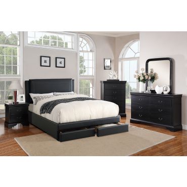 Harbor Leather Platform Bed With Storage