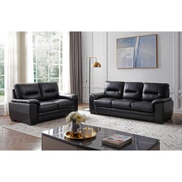 Hartford Black Leather Casual Living Room