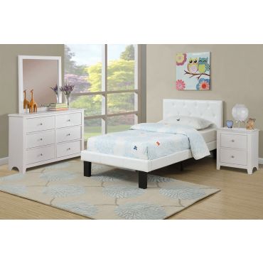 Helen White Leather Youth Bed